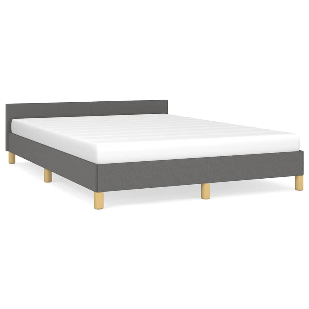 vidaXL Estrutura de Cama com Cabeceira 140x190cm Tecido Cinza-escuro - 3135923315