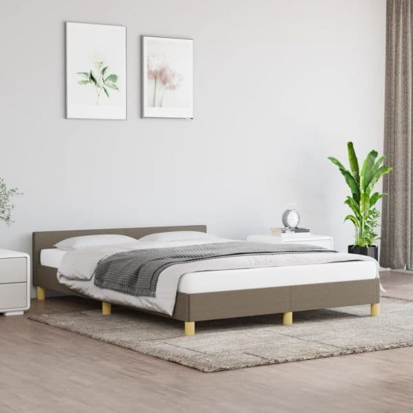 vidaXL Estrutura Cama Cabeceira 140x190 cm Tecido Castanho-acinzentado