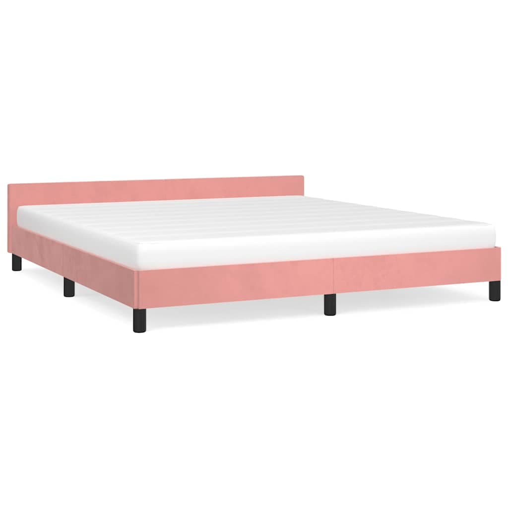 vidaXL Estrutura cama c/ cabeceira sem colchão 180x200 cm veludo rosa