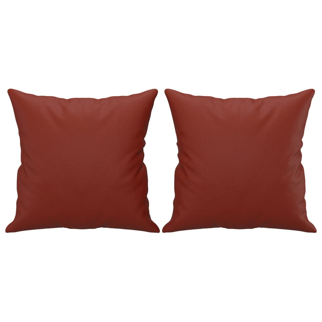 vidaXL Almofadas decoração 2 pcs 40x40 cm couro artif. vermelho tinto