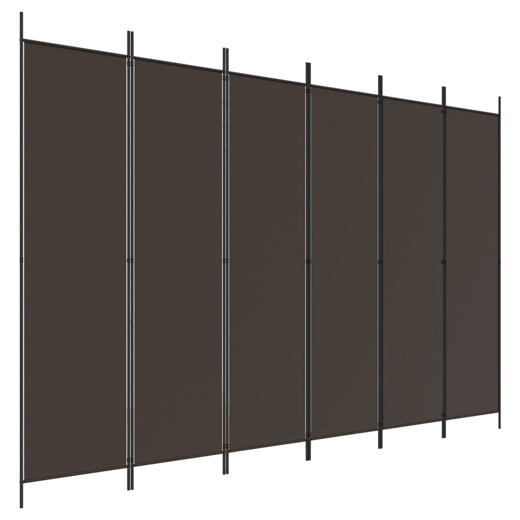 vidaXL Divisória/biombo com 6 painéis 300x200 cm tecido castanho