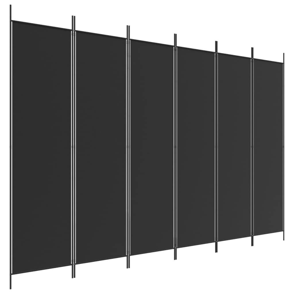 vidaXL Divisória de quarto com 6 painéis 300x200 cm tecido preto