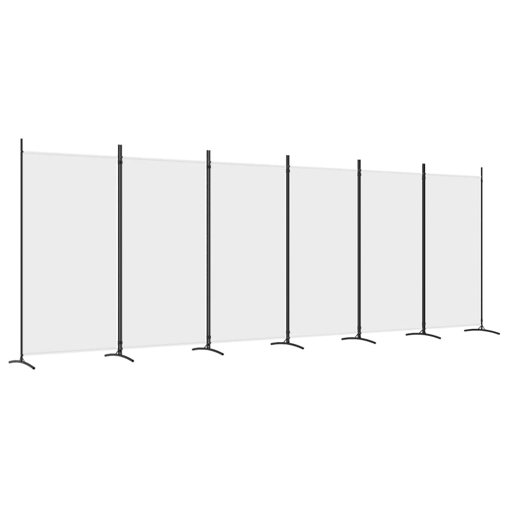 vidaXL Divisória/biombo com 6 painéis 520x180 cm tecido branco