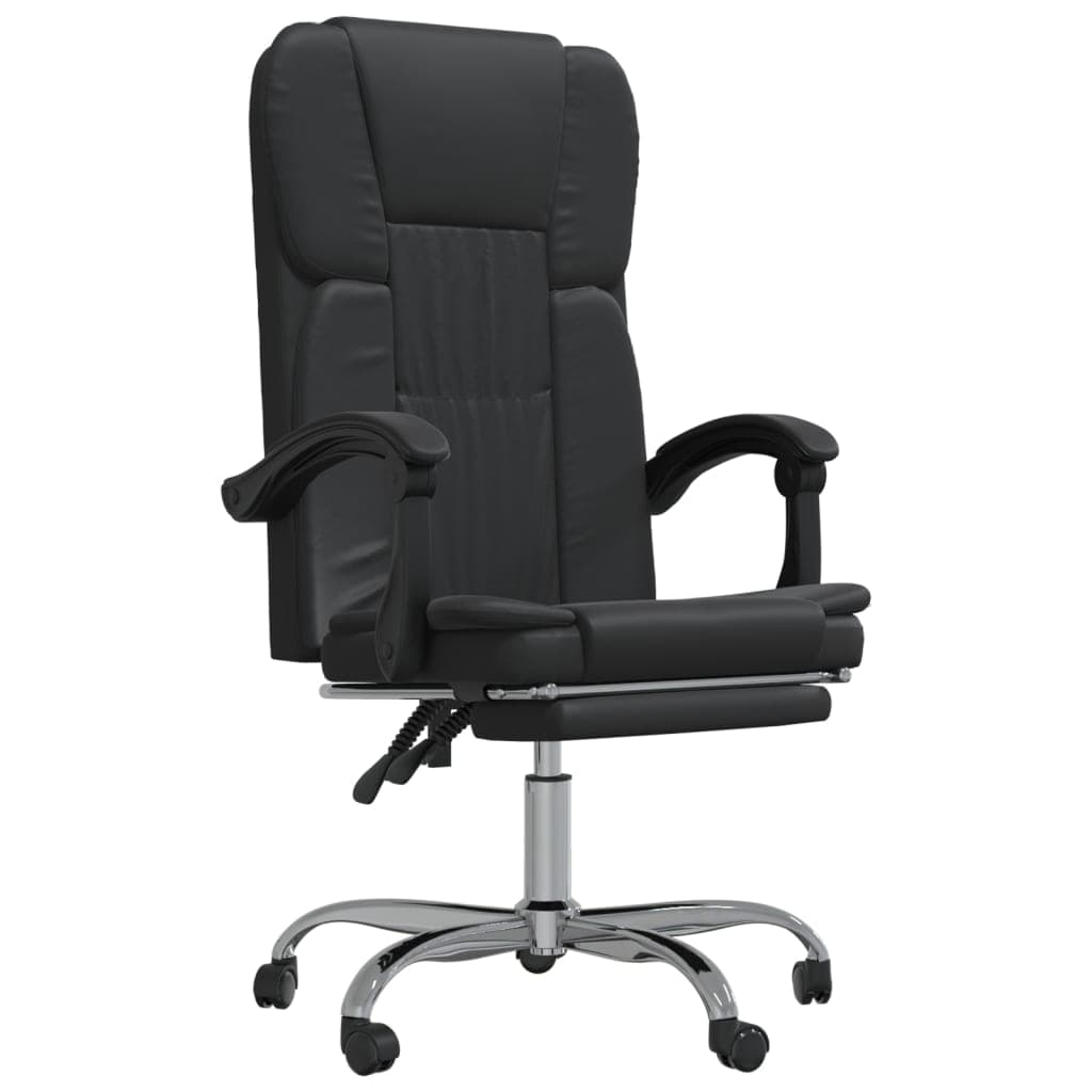 Cadeira de Escritório Reclinável Couro Artificial Preto - 349619