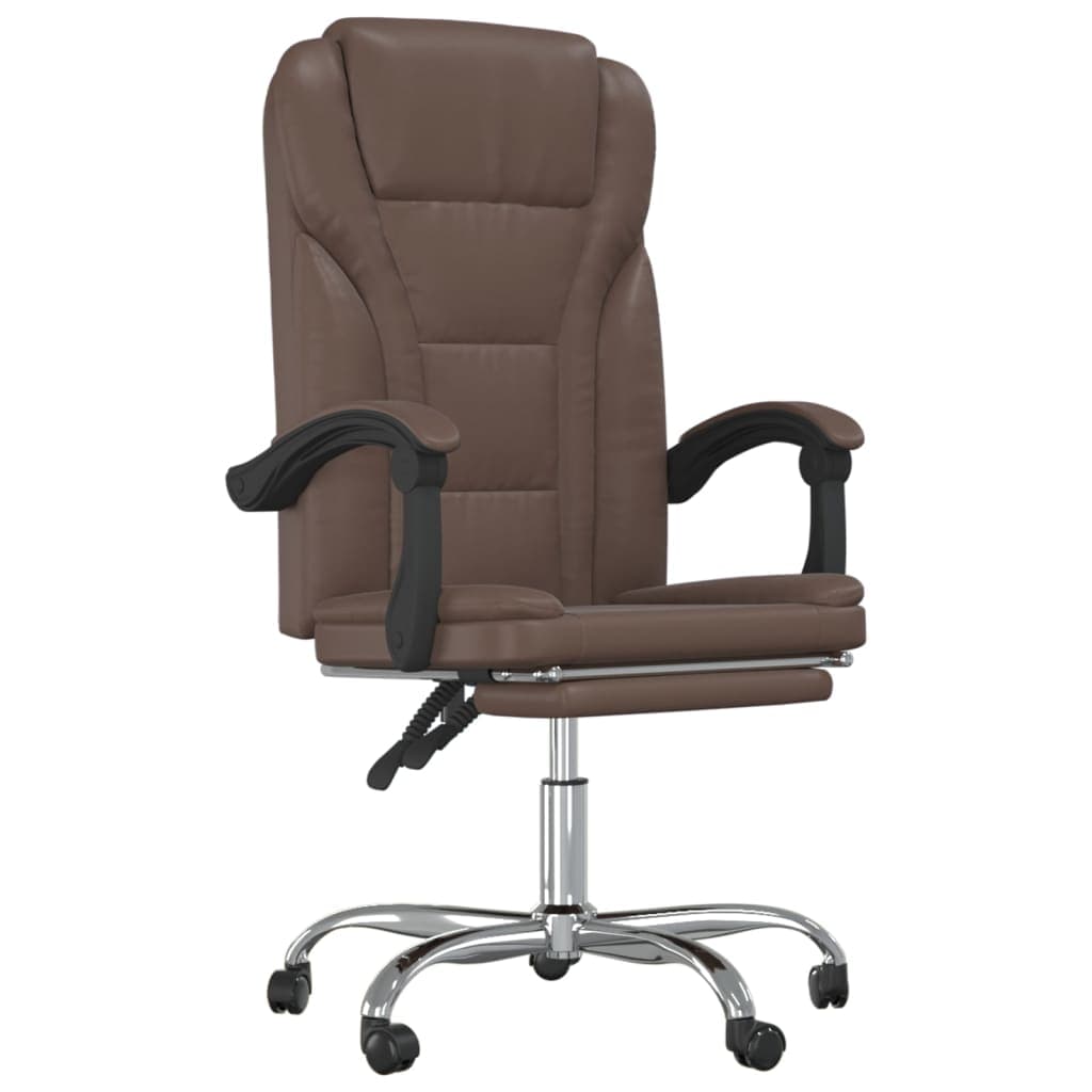Cadeira de Escritório Reclinável Couro Artificial Castanho - 349698