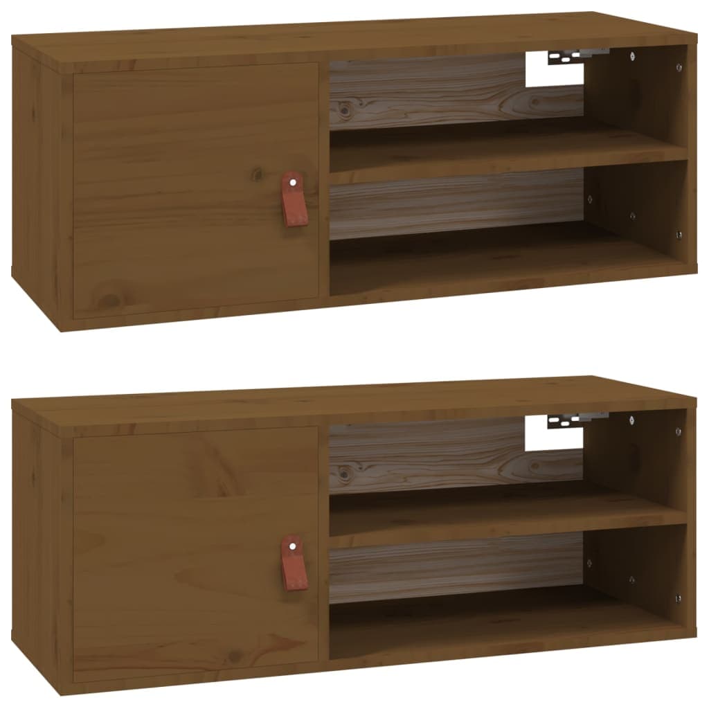vidaXL Armários de parede 2 pcs 80x30x30 cm pinho maciço castanho-mel