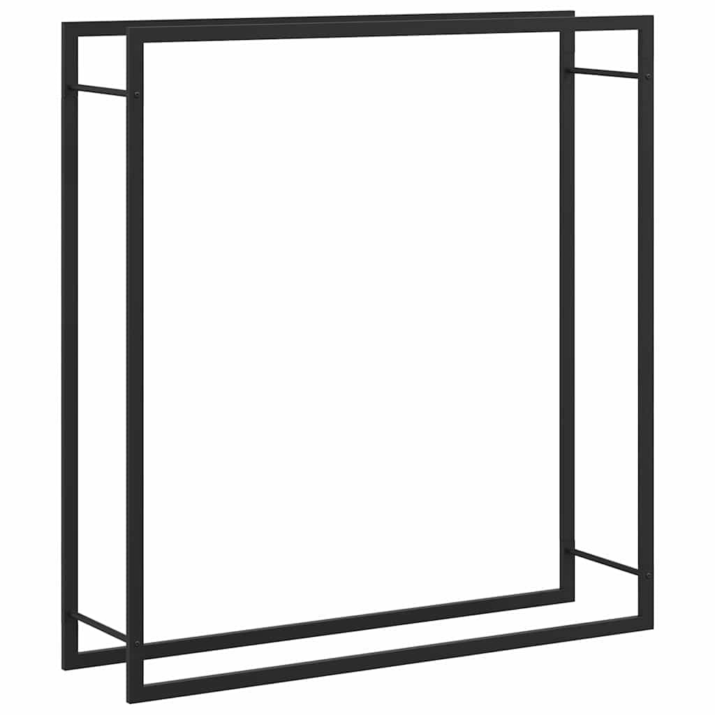 vidaXL Suporte para lenha 110x28x116 cm aço preto mate