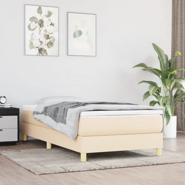 vidaXL Estrutura de Cama com Molas 80x200 cm Tecido Cor Crème