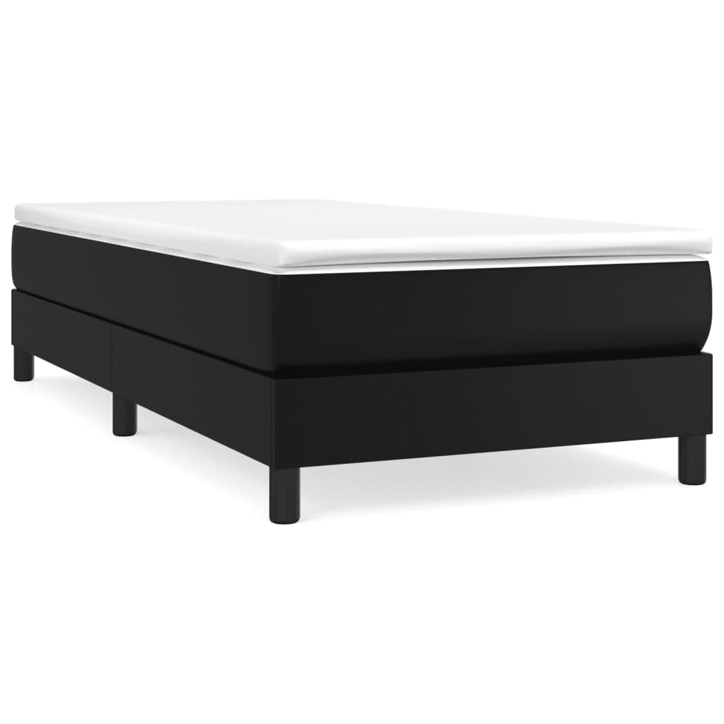 vidaXL Estrutura de cama com molas 90x200 cm couro artificial preto