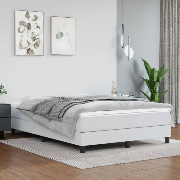 vidaXL Estrutura de Cama 140x190 cm Couro Artificial Branco - 1205740843