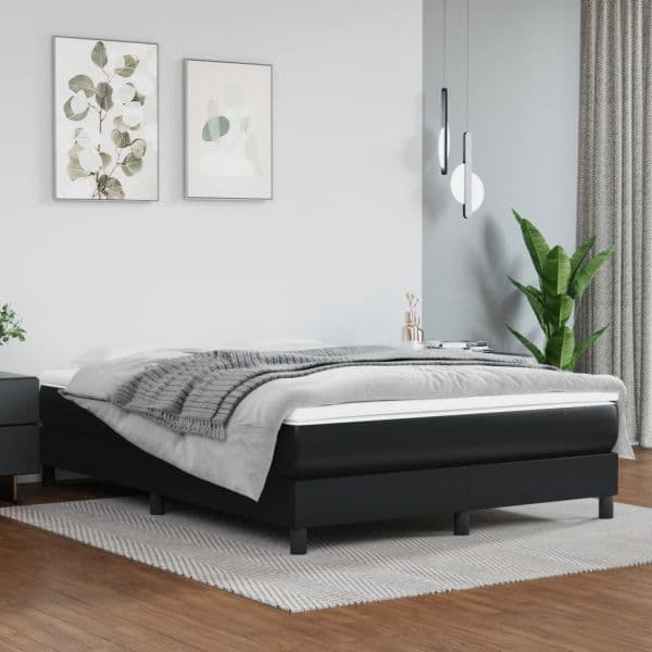 vidaXL Estrutura de Cama 140x200 cm Couro Artificial Preto - 3887333594