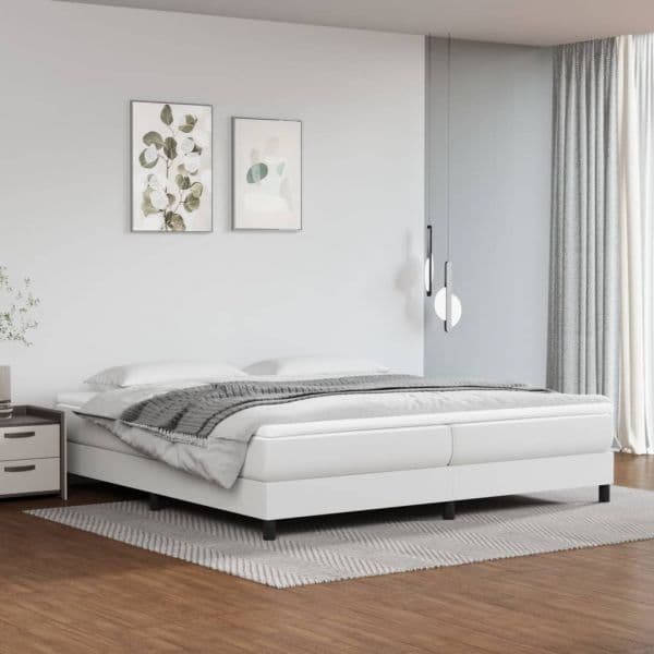 Estrutura de Cama com Molas 200x200 cm Couro Artificial Branco - 3120719