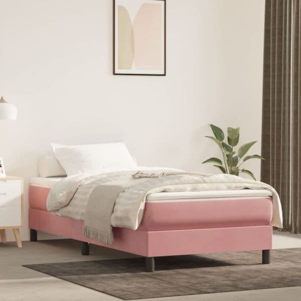 Estrutura de Cama com Molas 90x200 cm Veludo Rosa - 3120753