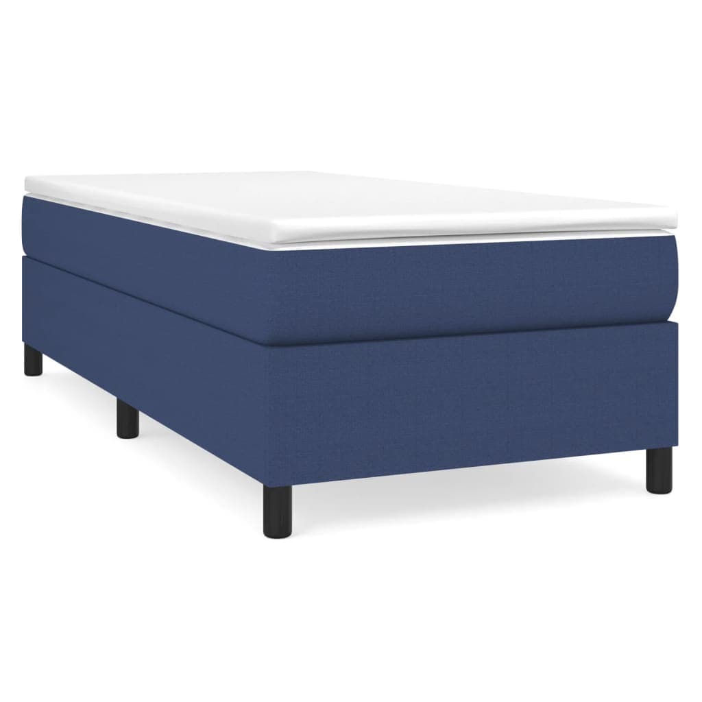 vidaXL Estrutura de cama com molas 90x200 cm tecido azul