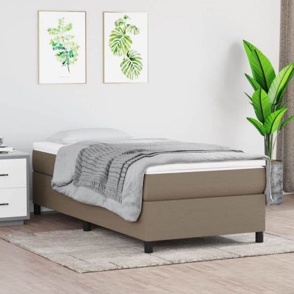 Estrutura de Cama com Molas 100x200 cm Tecido Cinza-acastanhado - 3120842