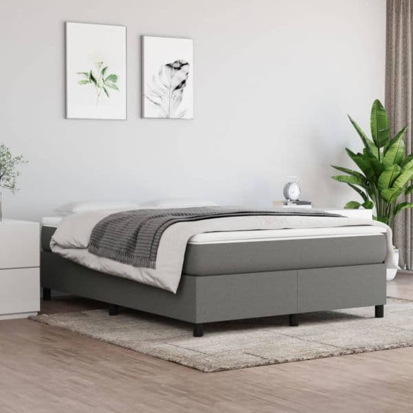 Estrutura de Cama com Molas 140x200 cm Tecido Cinzento-escuro - 3120863