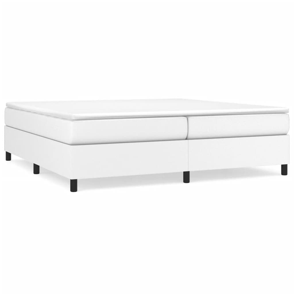 vidaXL Estrutura de cama com molas 200x200 cm couro artificial branco
