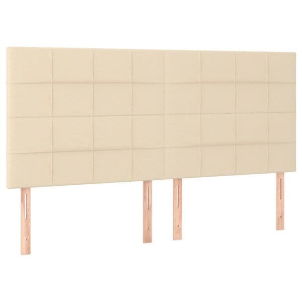vidaXL Cabeceira de Cama 4 Peças Tecido 90x5x78/88 cm Creme - 2282113497