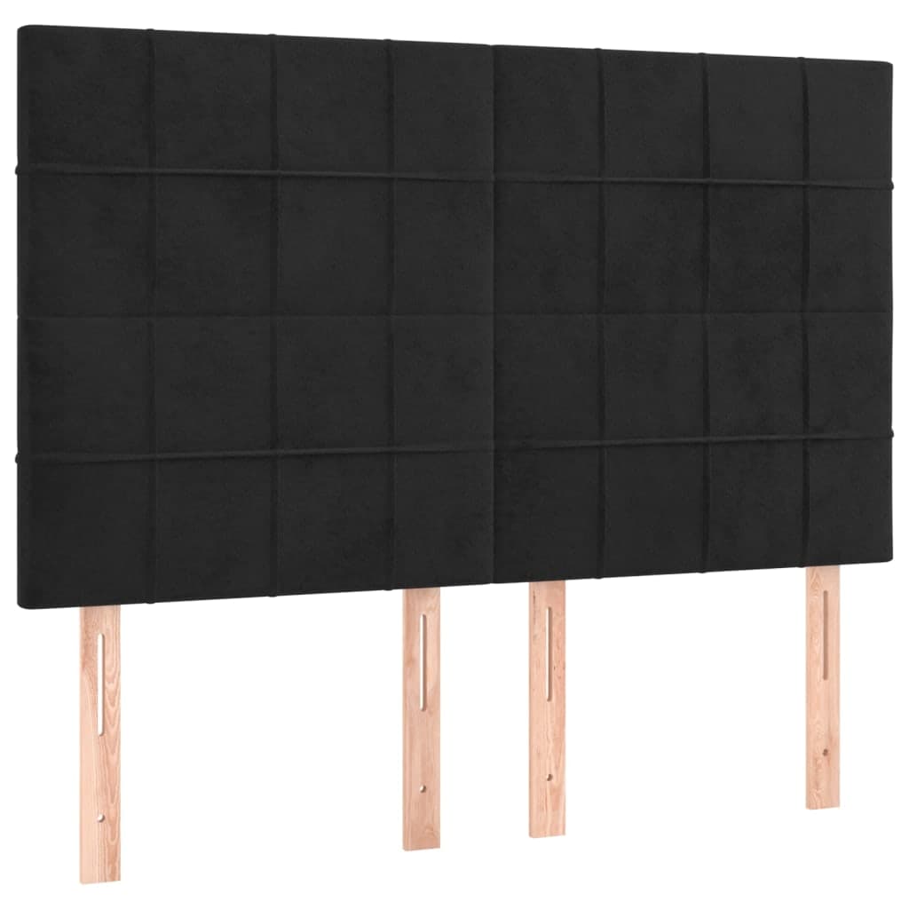 vidaXL Cabeceira Preta 144x5x118/128 cm Veludo