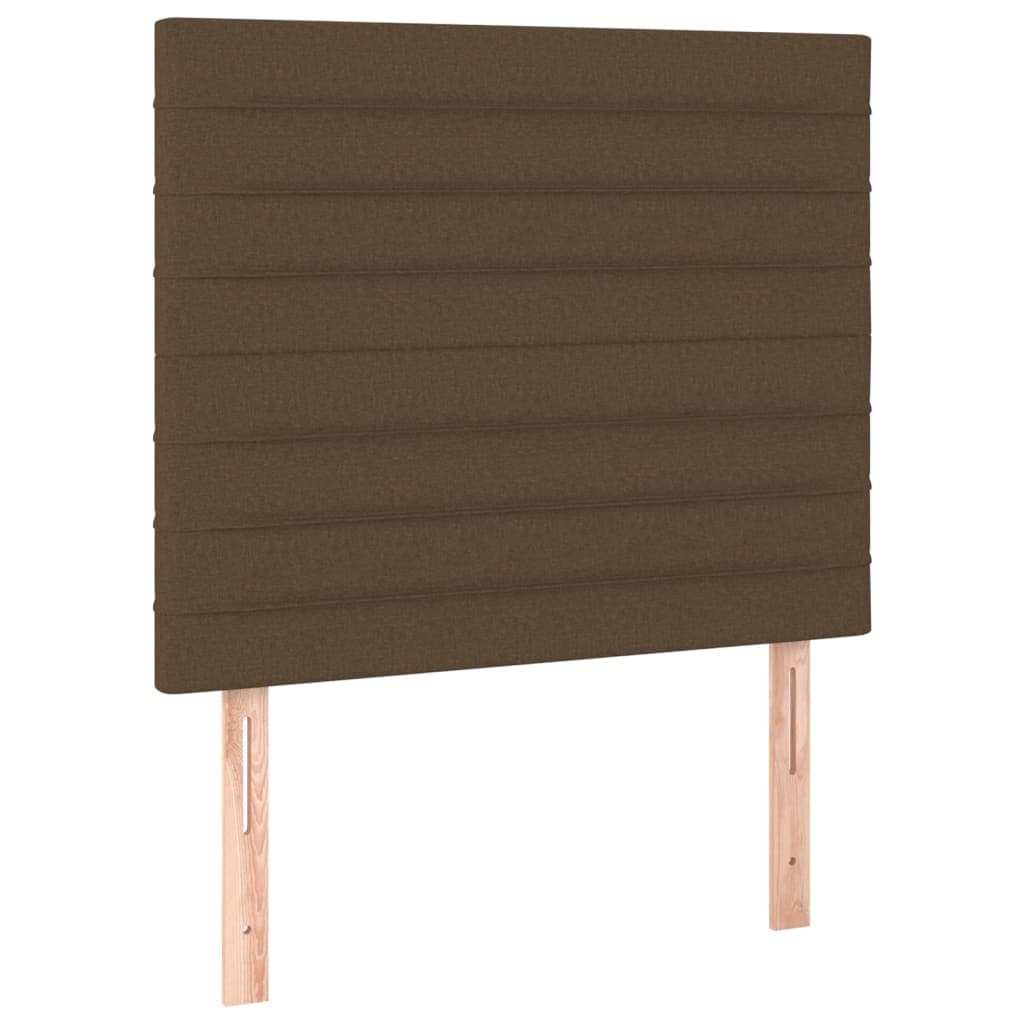 vidaXL Cabeceira Castanho Escuro 100x5x118/128 cm Tecido