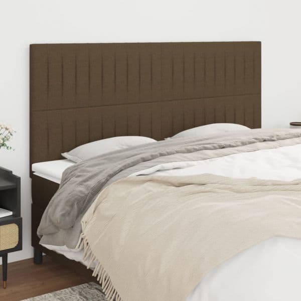 Cabeceira de Cama 4 Peças Tecido 90x5x78/88 cm Castanho-escuro - 3116587