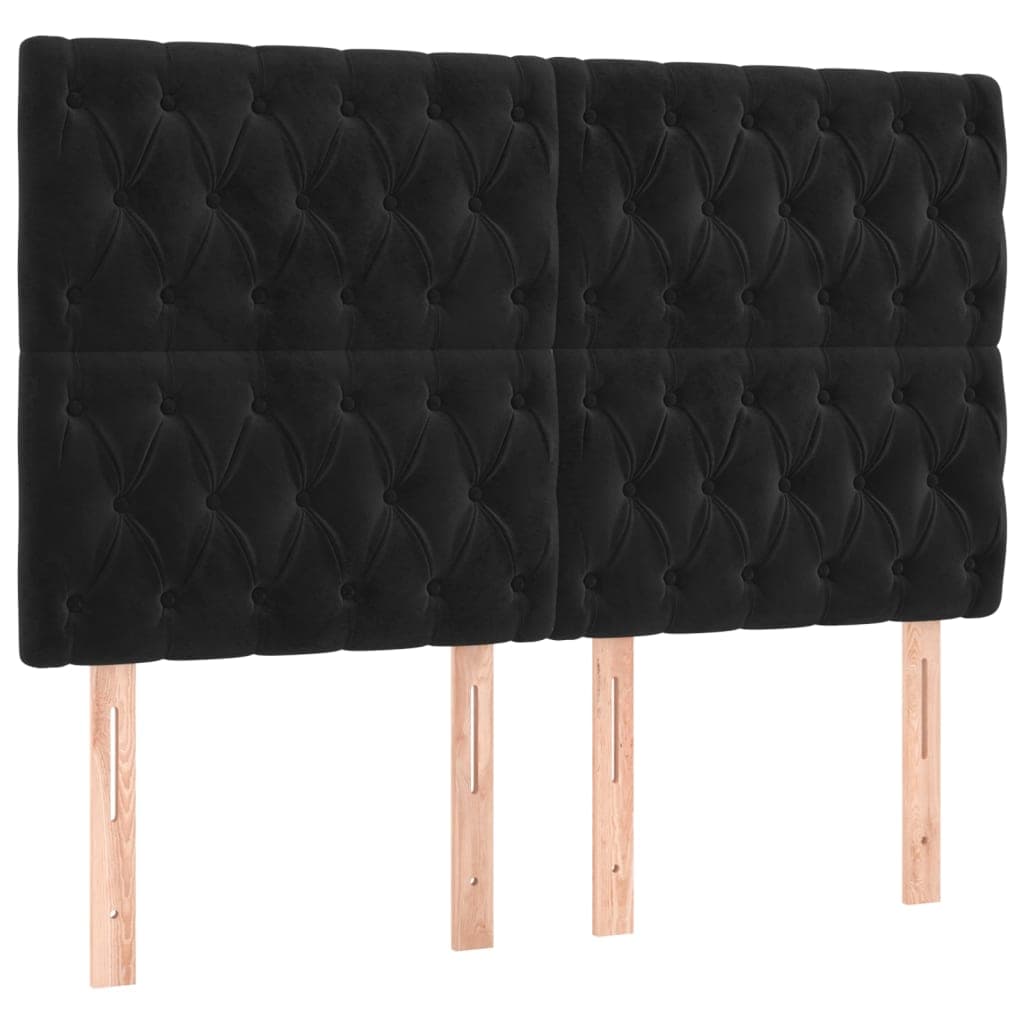 vidaXL Cabeceira Preta 144x7x118/128 cm Veludo