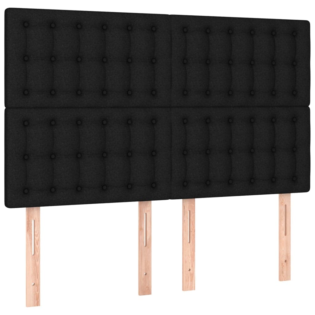 vidaXL Cabeceira Preta 144x5x118/128 cm Tecido