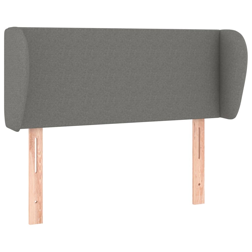 vidaXL Cabeceira de cama c/ abas tecido 103x23x78/88cm cinzento-escuro