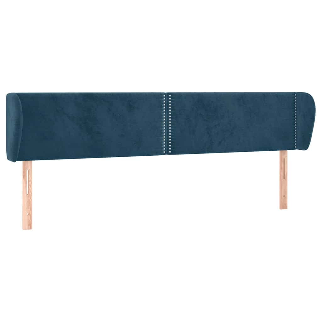vidaXL Cabeceira de cama c/ abas veludo 203x23x78/88cm azul-escuro