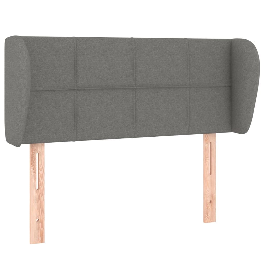 vidaXL Cabeceira de cama c/ abas tecido 103x23x78/88cm cinzento-escuro