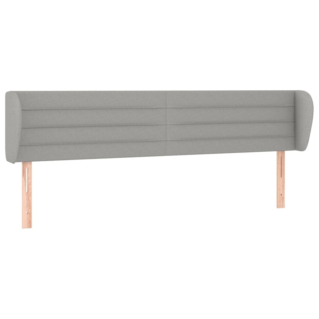 vidaXL Cabeceira de cama c/ abas tecido 203x23x78/88 cm cinzento-claro