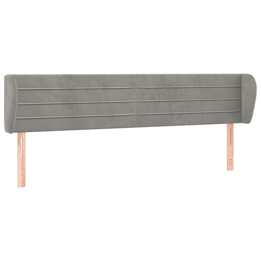 vidaXL Cabeceira de cama c/ abas veludo 183x23x78/88 cm cinzento-claro