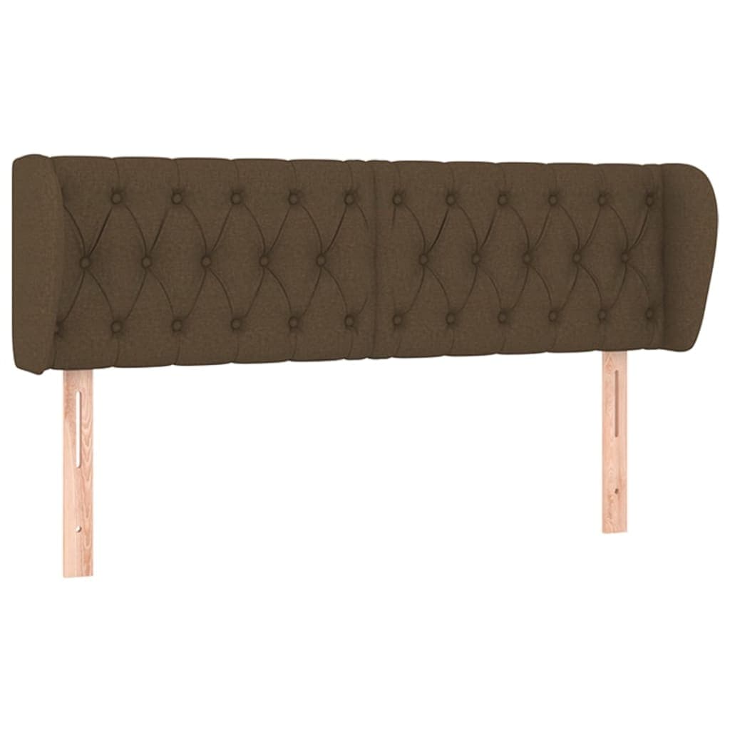 vidaXL Cabeceira de cama c/ abas tecido 163x23x78/88cm castanho-escuro