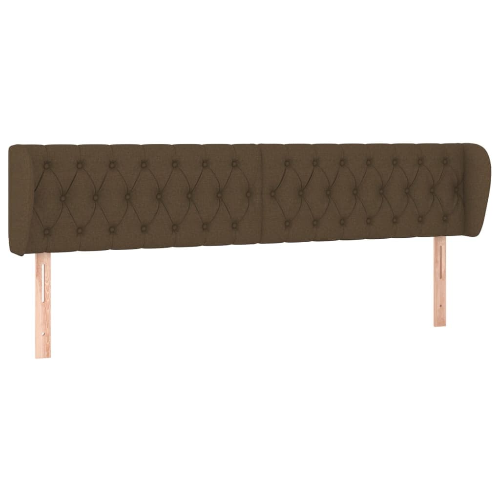 vidaXL Cabeceira de cama c/ abas tecido 203x23x78/88cm castanho-escuro