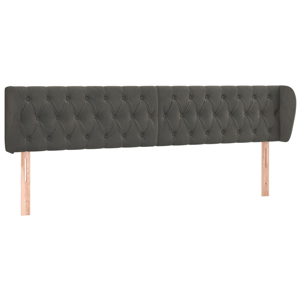 vidaXL Cabeceira de cama c/ abas veludo 203x23x78/88cm cinzento-escuro