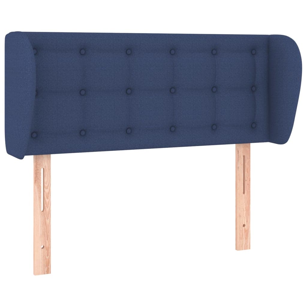 vidaXL Cabeceira de cama c/ abas tecido 93x23x78/88 cm azul