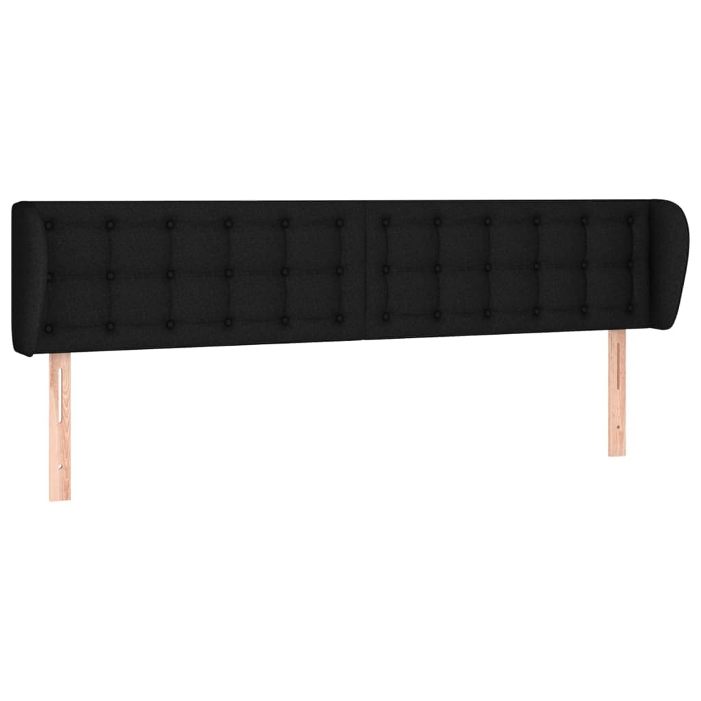 vidaXL Cabeceira de cama c/ abas tecido 183x23x78/88 cm preto