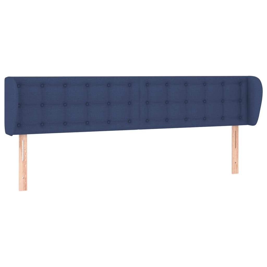 vidaXL Cabeceira de cama c/ abas tecido 183x23x78/88 cm azul