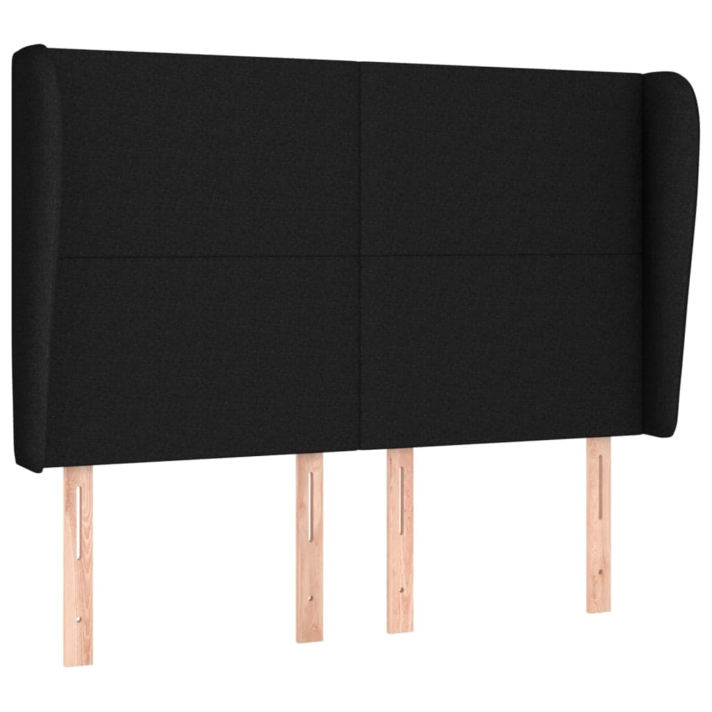 vidaXL Cabeceira de cama c/ abas tecido 147x23x118/128 cm preto