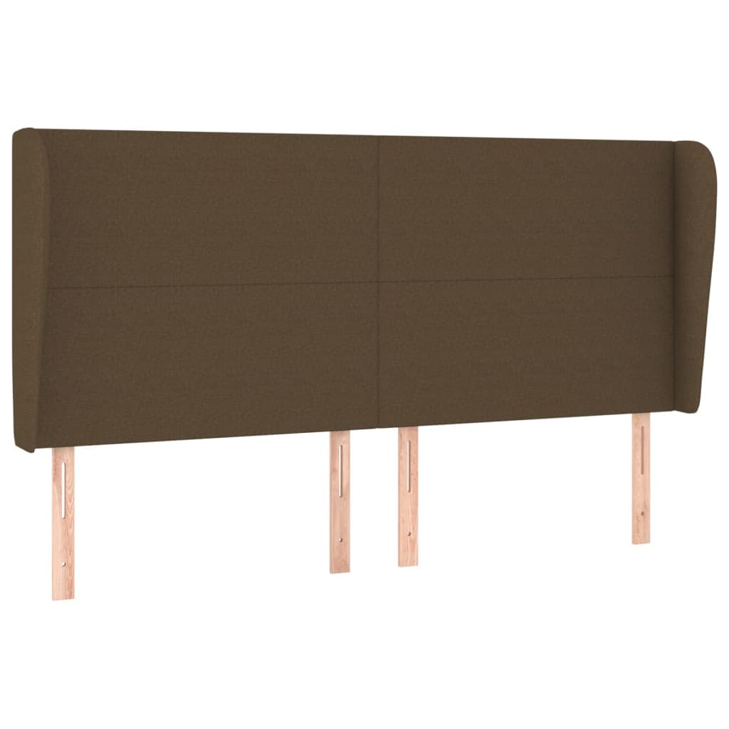 vidaXL Cabeceira cama c/ abas tecido 203x23x118/128 cm castanho-escuro