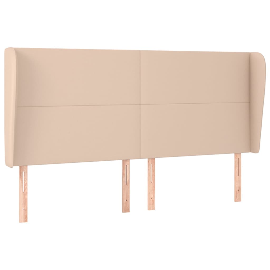 vidaXL Cabeceira cama c/ abas couro artif. 183x23x118/128cm cappuccino