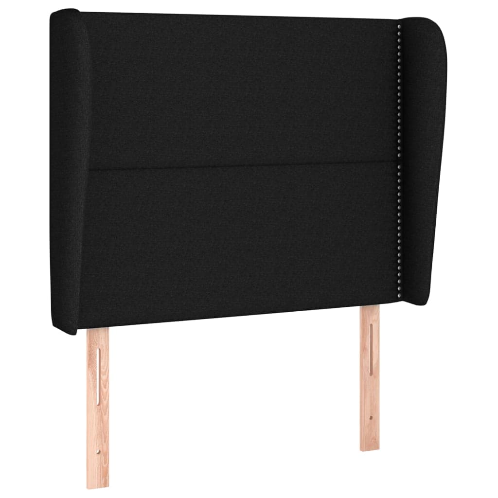 vidaXL Cabeceira de cama c/ abas tecido 93x23x118/128 cm preto
