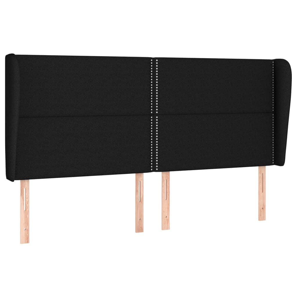 vidaXL Cabeceira de cama c/ abas tecido 203x23x118/128 cm preto