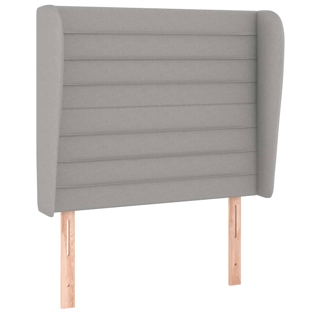 vidaXL Cabeceira cama c/ abas tecido 103x23x118/128 cm cinzento-claro
