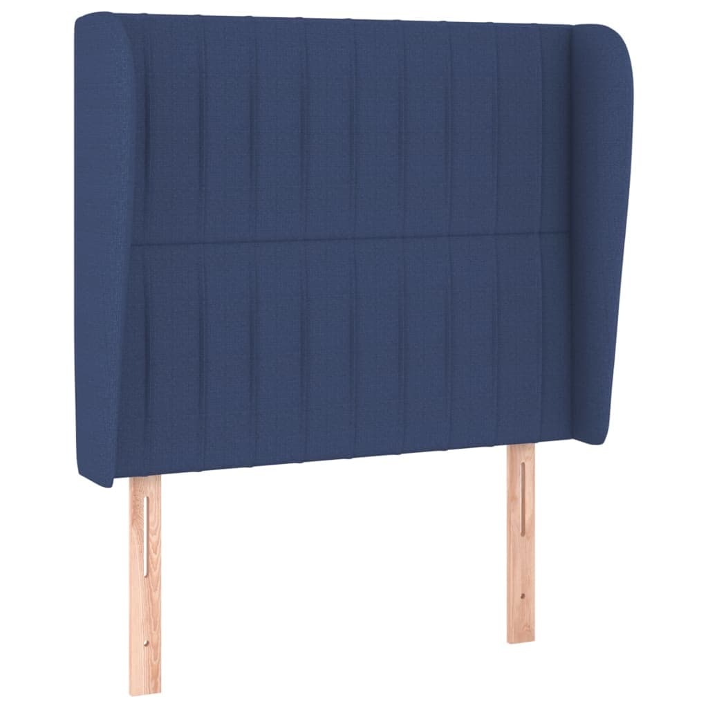 vidaXL Cabeceira de cama c/ abas tecido 83x23x118/128 cm azul
