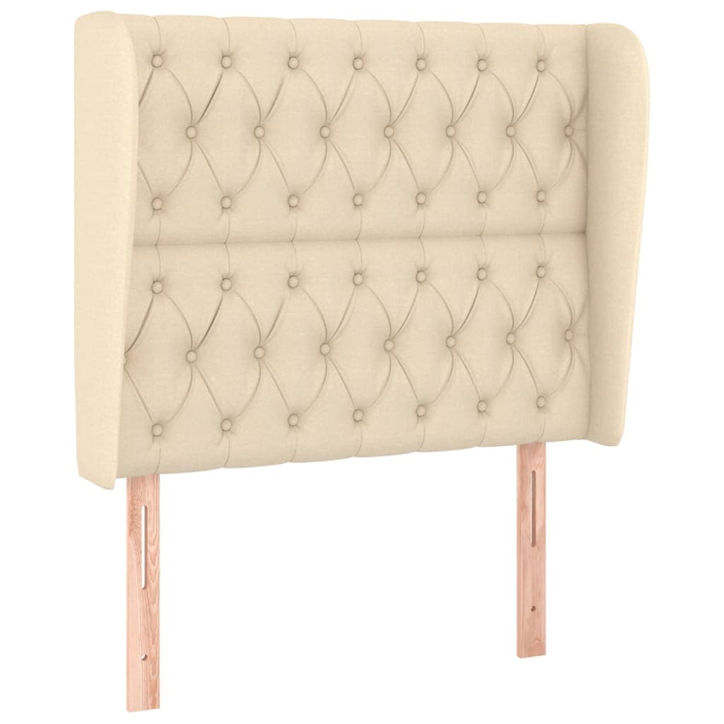 vidaXL Cabeceira de cama c/ abas tecido 93x23x118/128 cm creme
