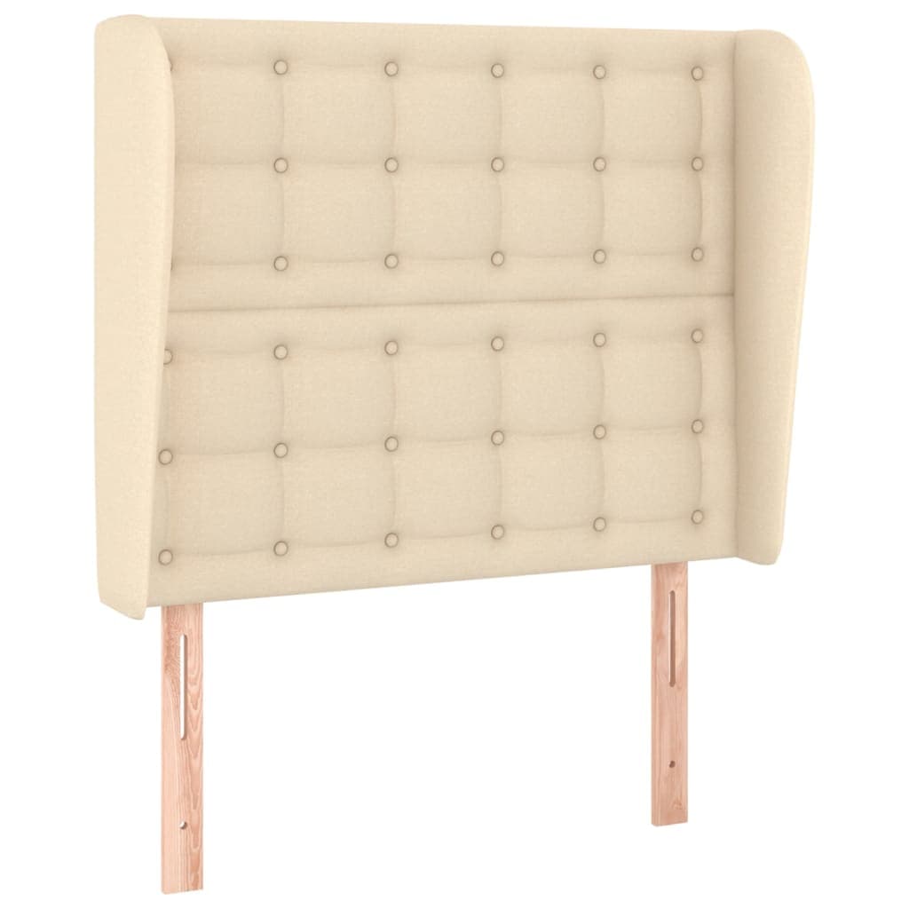 vidaXL Cabeceira de cama c/ abas tecido 93x23x118/128 cm creme