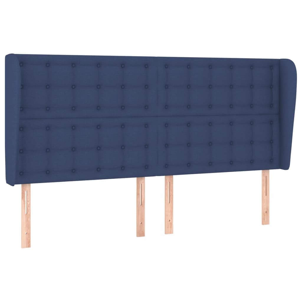vidaXL Cabeceira de cama c/ abas tecido 183x23x118/128 cm azul