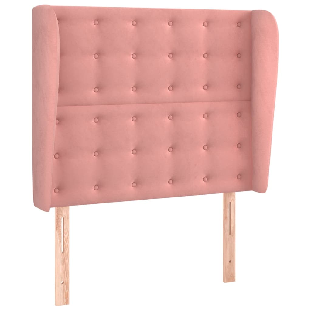 vidaXL Cabeceira de cama c/ abas veludo 93x23x118/128 cm rosa
