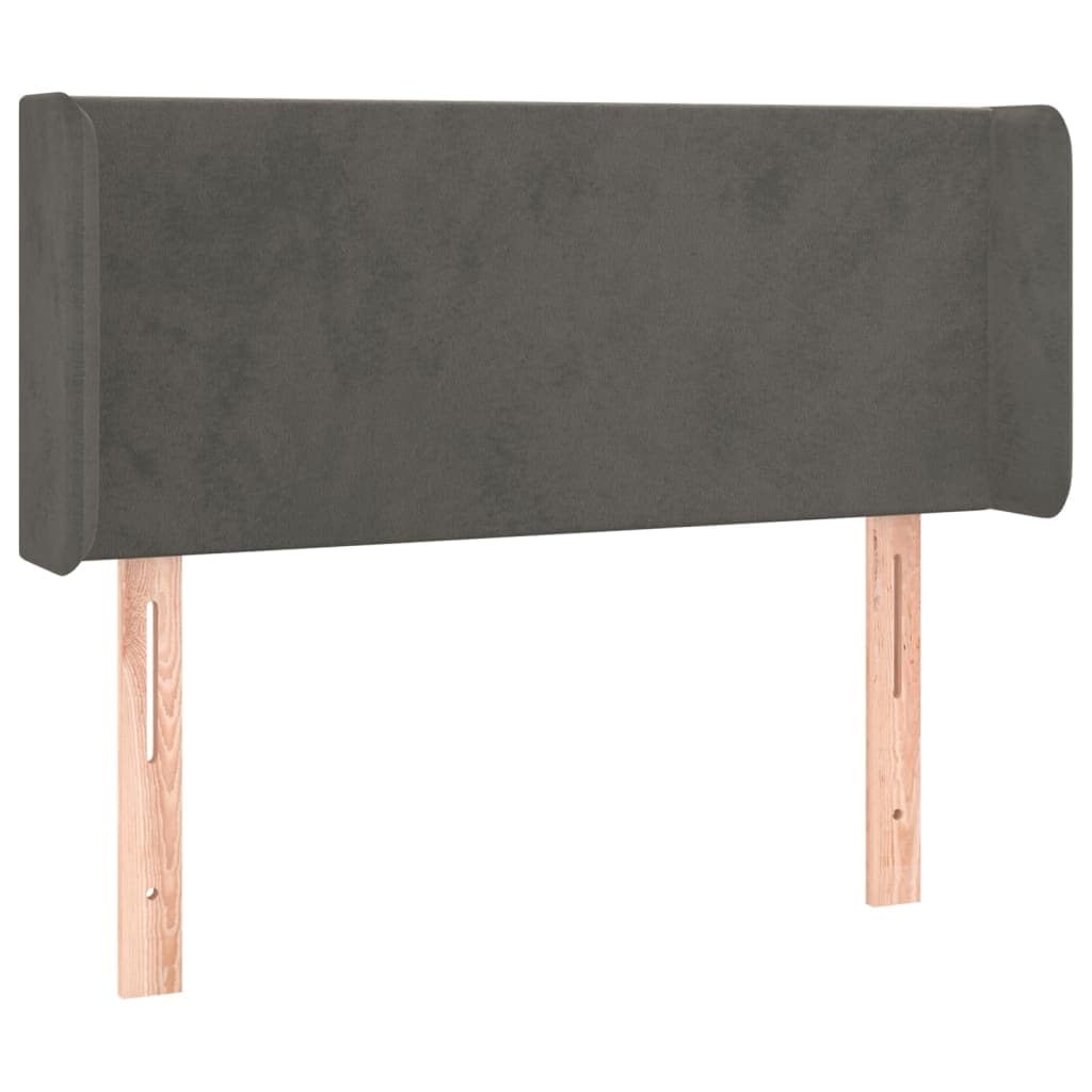 vidaXL Cabeceira de cama c/ abas veludo 83x16x78/88 cm cinzento-escuro